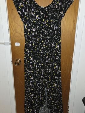 Black Floral Maxi Dress with Pastel Flowers
